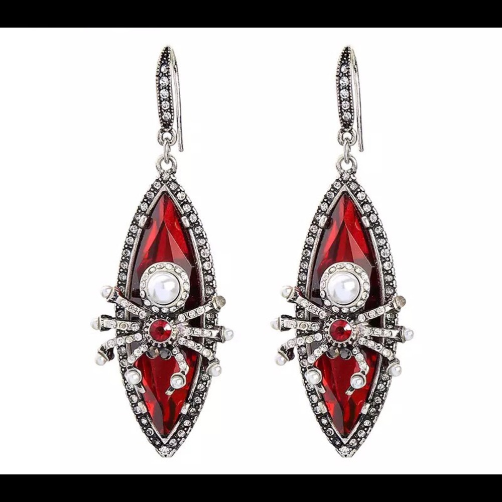 Oversized Spider Earrings Red